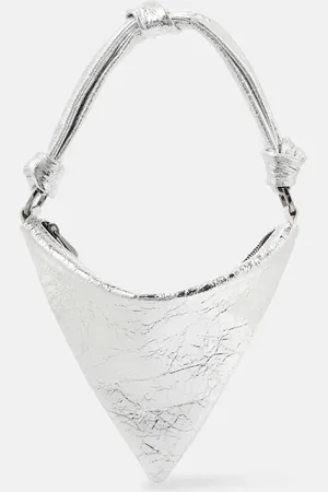 Amina Muaddi Schultertasche Cameron Mini aus Metallic-Leder