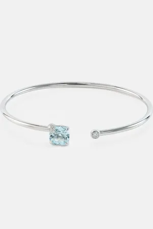 BUCHERER FINE JEWELLERY Armreif Peekaboo aus 18kt Weißgold mit Diamanten und Aquamarin