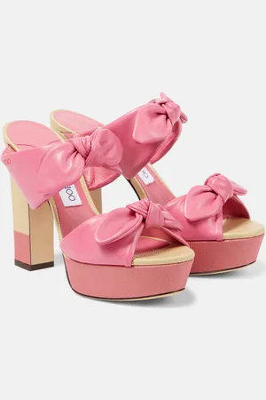 Jimmy Choo Plateausandalen Rua 120 aus Leder und Raffiabast