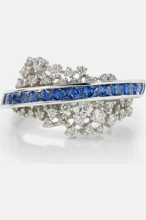 Ananya Ring Scatter Energy aus 18kt Weißgold mit Diamanten und Saphiren