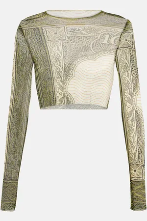 Jean Paul Gaultier Bedrucktes Cropped-Top aus Mesh