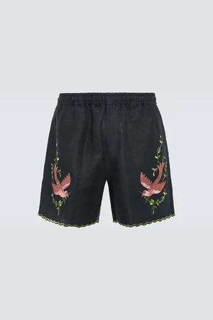 BODE Bestickte Bermuda-Shorts Rosefinch aus Leinen