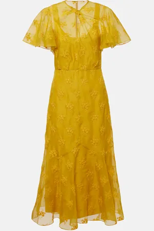 Erdem Besticktes Midikleid aus Seidenorganza
