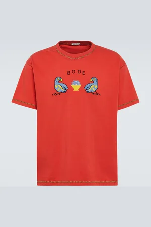 BODE Besticktes T-Shirt Twin Parakeet aus Baumwolle