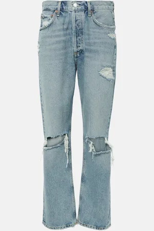 AGOLDE Distressed Mid-Rise Straight Jeans 90s