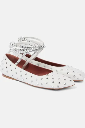 Amina Muaddi Verzierte Ballerinas Ane aus Leder