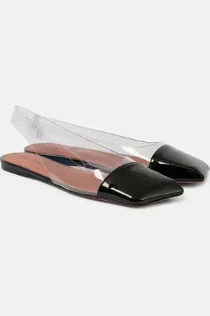 Amina Muaddi Slingback-Ballerinas Ane Glass mit Lackleder