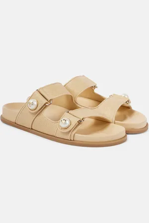 Jimmy Choo Verzierte Sandalen Fayence aus Raffiabast