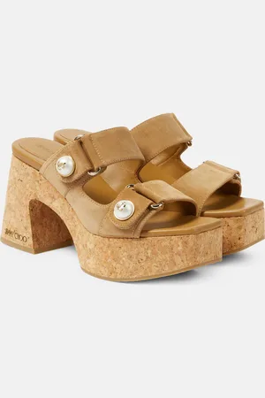 Jimmy Choo Plateausandalen Fayence 95 aus Veloursleder