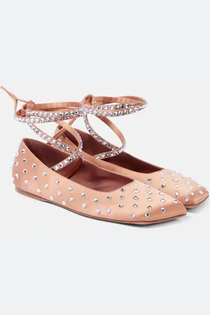 Amina Muaddi Verzierte Ballerinas Ane aus Satin