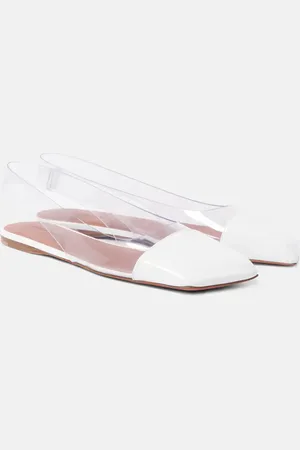 Amina Muaddi Slingback-Ballerinas Ane Glass mit Lackleder