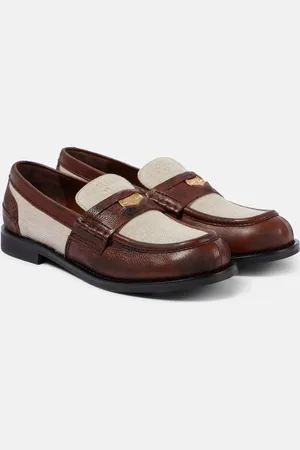 Miu Miu Loafers aus Canvas und Leder