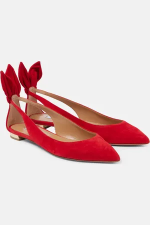 Aquazzura Ballerinas Bow Tie aus Veloursleder