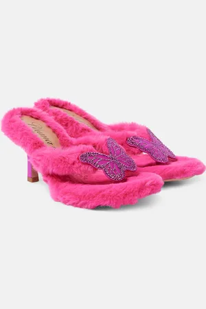 BLUMARINE Verzierte Sandalen Butterfly 75 aus Faux Fur
