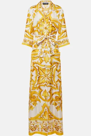Dolce & Gabbana Maxikleid Majolica aus Seiden-Twill