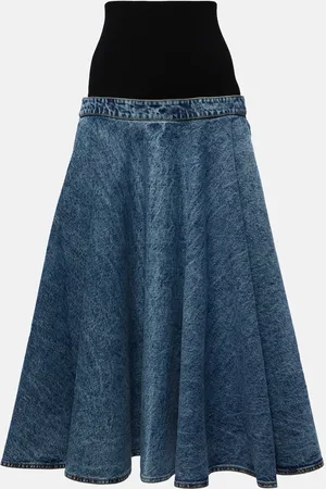 Alaïa Alaïa Midirock aus Denim und Baumwoll-Jersey