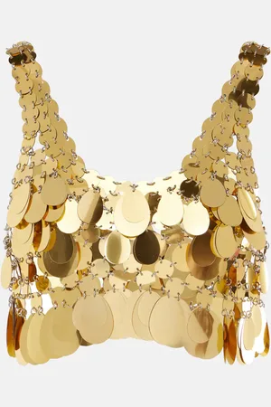 Paco rabanne Cropped-Top Golden Sparkle Assembly mit Pailletten