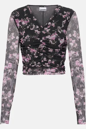 Ganni Cropped-Top aus Mesh