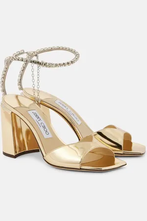 Jimmy Choo Verzierte Sandalen Saeda 85 aus Metallic-Leder