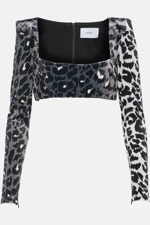 ALEX PERRY Bedrucktes Cropped-Top aus Samt
