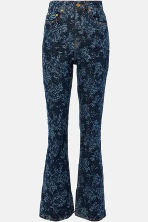 Ganni Bedruckte High-Rise Flared Jeans