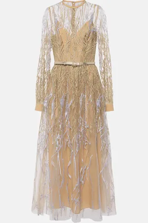 Elie saab Besticktes Midikleid aus Tüll