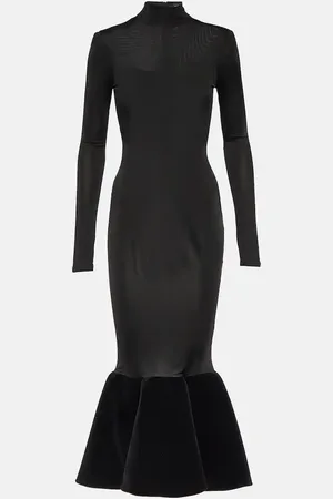 DAVID KOMA Midikleid aus Jersey mit Samt