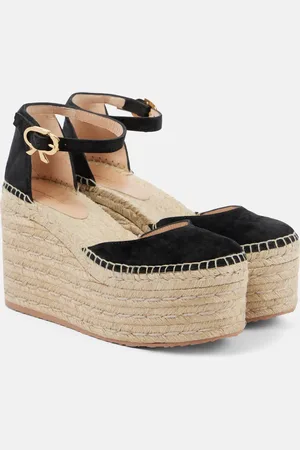 Gianvito Rossi Espadrille-Wedges aus Veloursleder