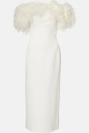 DAVID KOMA Bridal Midikleid mit Federn
