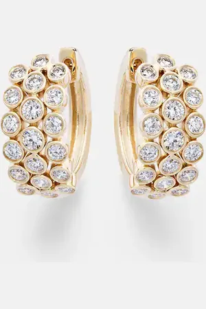 Anita Ohrringe 3 Row aus 18kt Gelbgold mit Diamanten