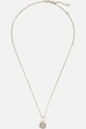 Foundrae Halskette Pave Diamond Disk aus 18kt Gelbgold mit Diamanten