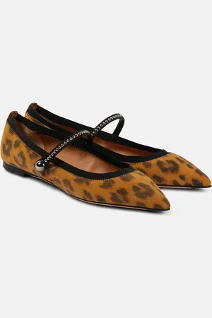 Aquazzura Bedruckte Mary-Jane-Ballerinas Romy aus Veloursleder