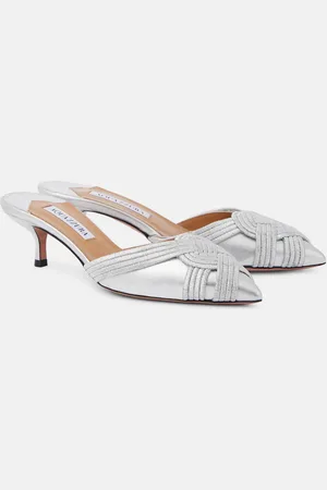 Aquazzura Mules Felix 50 aus Metallic-Leder