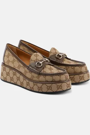 Gucci Plateau-Loafers Horsebit GG aus Canvas