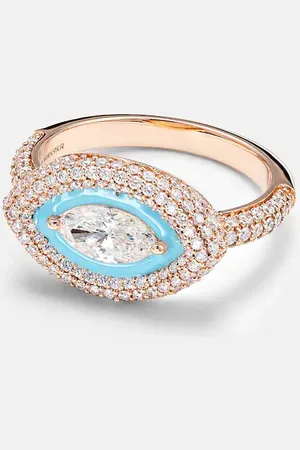 Kamyen Ring Marquise Eye aus 18kt Rosé mit Emaille und Diamanten