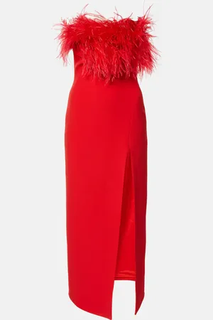 DAVID KOMA Midikleid mit Federn
