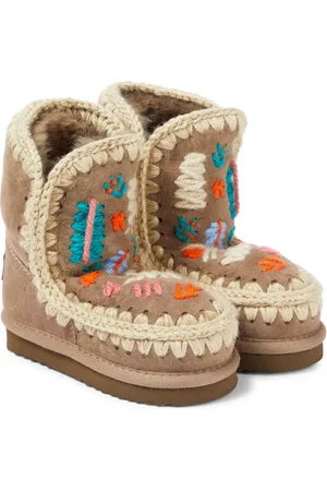 Mou Bestickte Schneestiefel aus Veloursleder