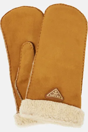 Prada Fäustlinge aus Veloursleder mit Shearling