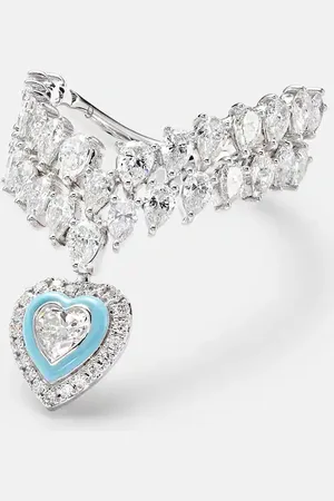 Kamyen Ring Heart Of The Ocean aus 18kt Weißgold mit Emaille und Diamanten