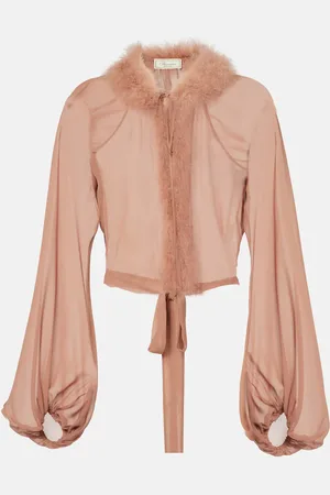 BLUMARINE Bluse aus Seide mit Federn
