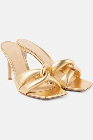 Gianvito Rossi Pantoletten Amour 85 aus Metallic-Leder