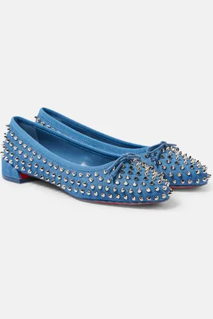 Christian Louboutin Ballerinas Sweetie Jane Spikes aus Denim