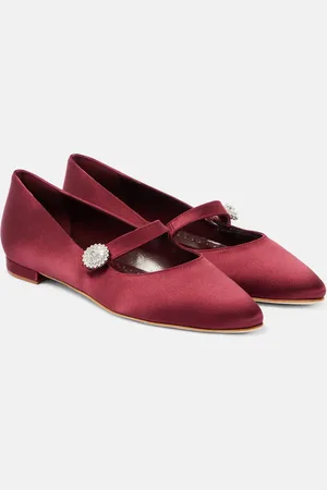 Manolo Blahnik Verzierte Mary-Jane-Ballerinas Marijanaflat aus Satin