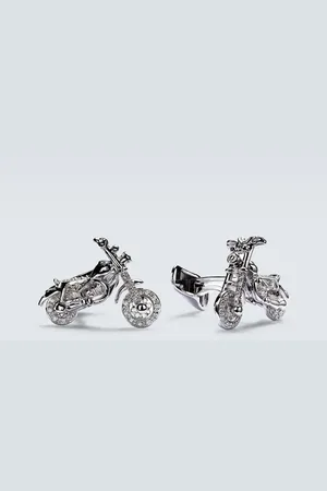 Sydney Evan Manschettenknöpfe Motorcycle aus 14kt Weißgold mit Diamanten