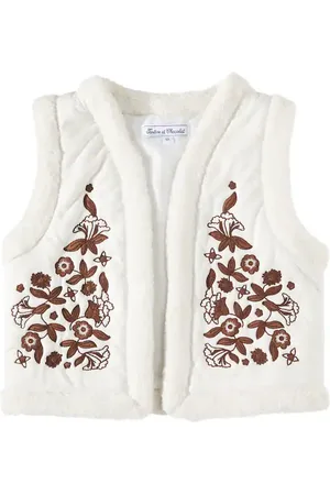 Tartine Et Chocolat Bestickte Weste mit Faux Fur