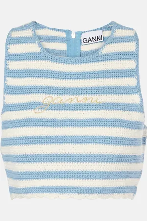 Ganni Cropped-Top aus Häkelstrick