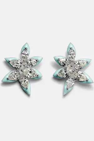 Kamyen Ohrringe aus 18kt Weißgold mit Emaille und Diamanten
