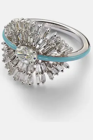Kamyen Ring aus 18kt Weißgold mit Emaille und Diamanten
