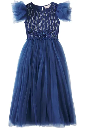 Tutu Du Monde Verziertes Kleid Navy Wisteria aus Jersey und Tüll