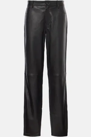 Totême Gerade Mid-Rise-Hose aus Leder